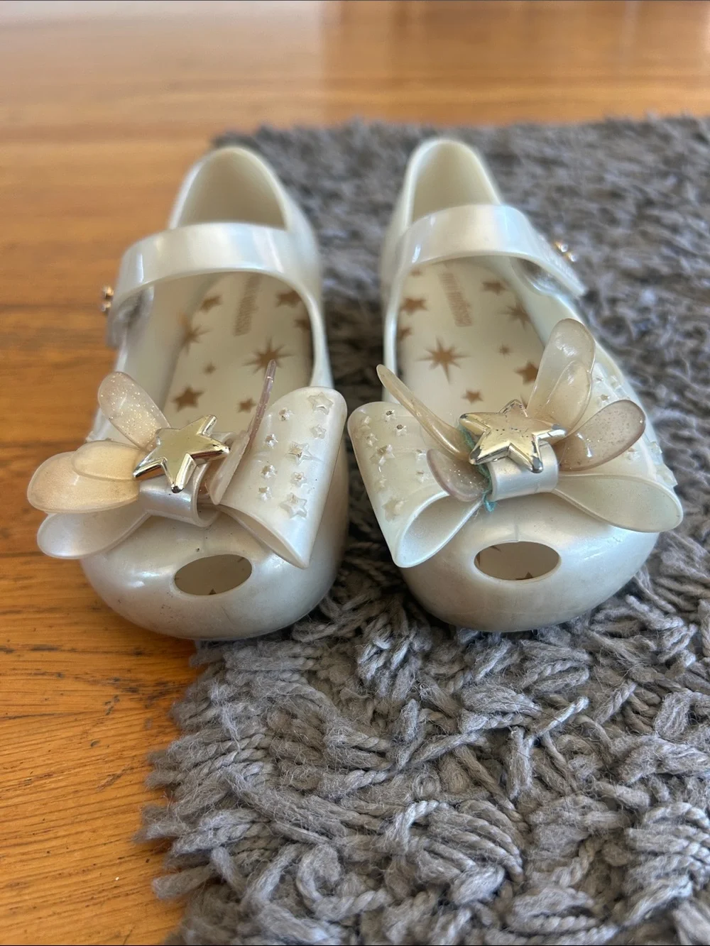 Mini Melissa Ultragirl Star II Metallic Jelly Ballet Flats Double-bow Star Sz 9
